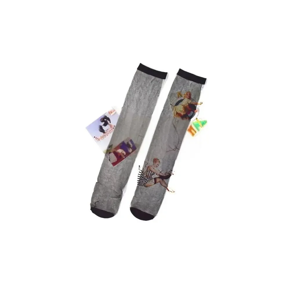 2 Pairs Medium Sz  Black Knee High Sheer Fashion Women’s Stockings